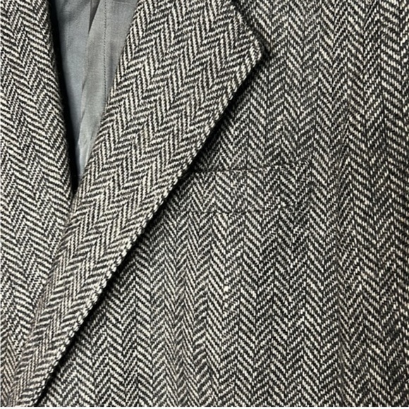 Sears Vintage Tweed Wool Jacket Grey Herringbone Blazer Sportcoat 44T‎ - Picture 4 of 14